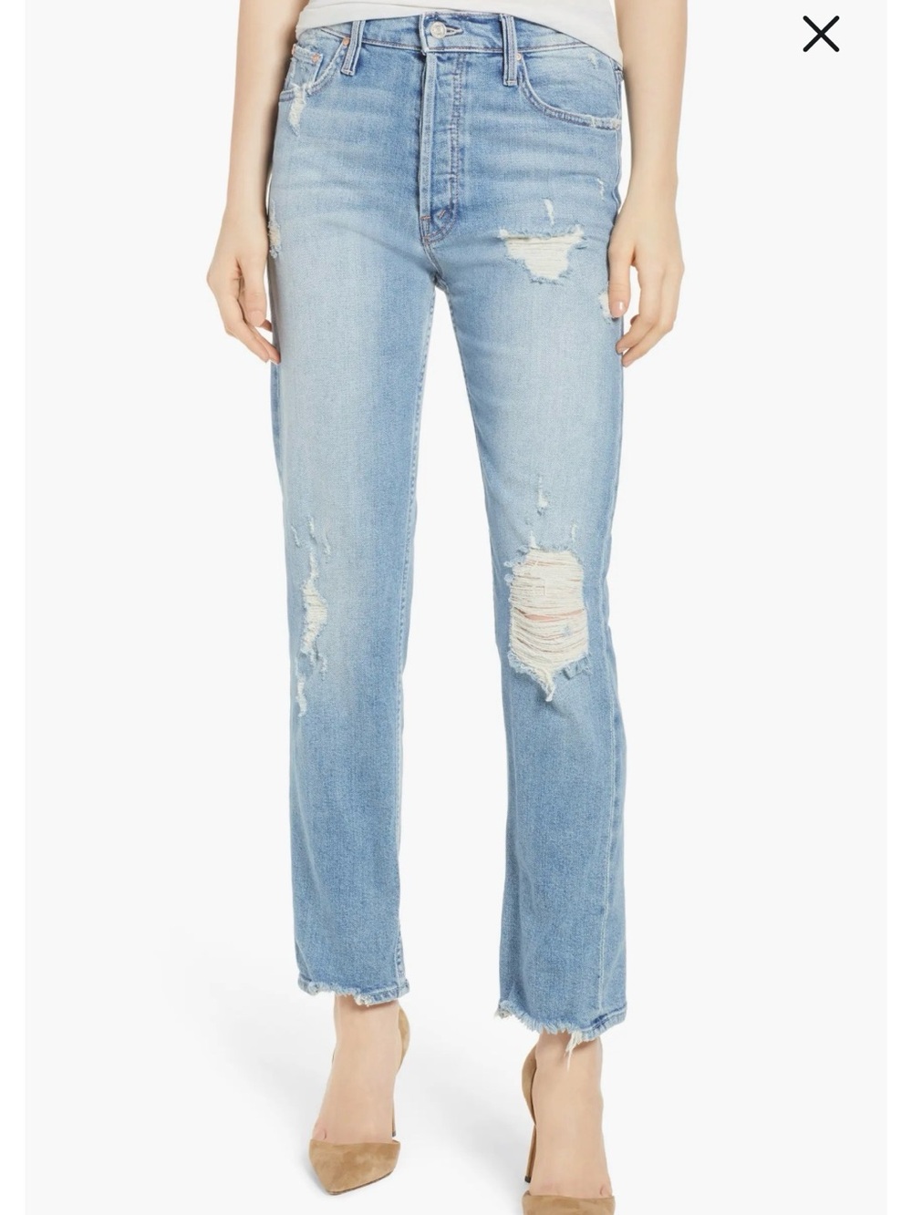Light Blue Distressed Straight-Leg Women’s Jeans